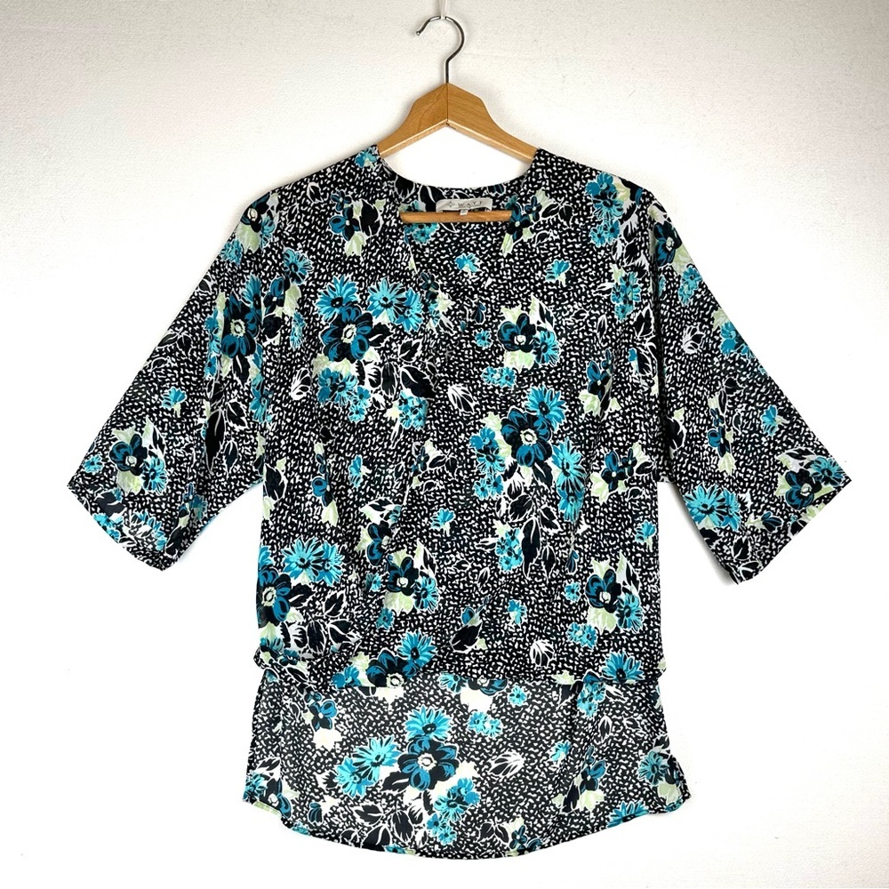 Wayf Floral Faux Wrap‎ Flowy Blouse Office